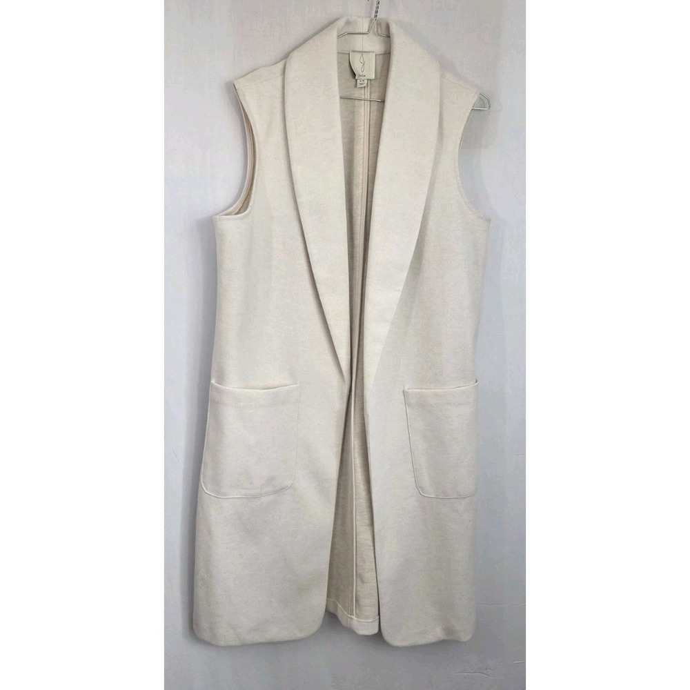 Joie Large long length Sleeveless Vest statement piece Cream/Ivory Minimalist